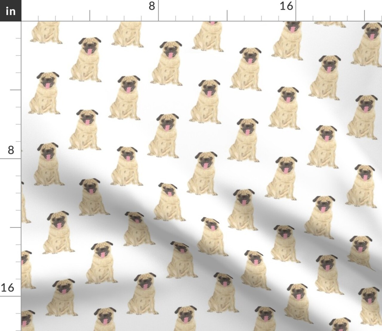 Cute Pugs Dog Whimsical Pug Lover Animals Custom Printed Fabric by Spoonflower Various Fabrics by the Yard or Fat Quarter